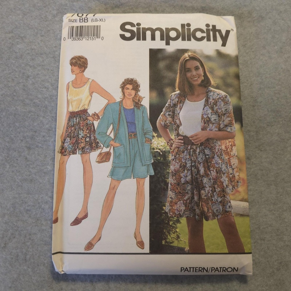 Simplicity 7677 Misses Easy Summer Jacket Shorts Skirt Pattern LG-XL UNCUT 1990s